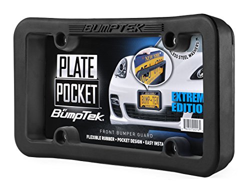 Product Cover BumpTEK Plate Pocket (Extreme Edition) - The Thickest, Toughest, All Rubber Front Bumper Guard, Front Bumper Protection, License Plate Frame. Flexible Rubber Cushions Parking Bumps!