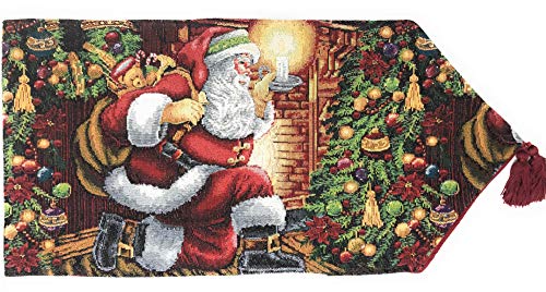 Product Cover Tache Festive Winter Holiday Christmas Down the Chimney Decorative Tapestry Table Runners, 13 x 54 Inches