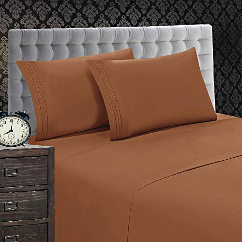 Product Cover Elegant Comfort 1500 Thread Count Luxury Egyptian Quality Wrinkle and Fade Resistant 4-Piece Sheet Set, Queen, Bronze
