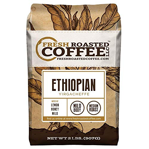 Product Cover Fresh Roasted Coffee LLC, Ethiopian Yirgacheffe Coffee, Medium Roast, Whole Bean, 2 Pound Bag
