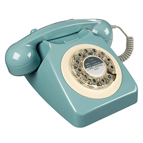Product Cover Rotary Design Retro Landline Phone for Home, French Blue