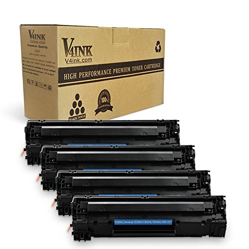 Product Cover V4INK Compatible Toner Cartridge Replacement for HP 85A CE285A 35A CB435A 36A CB436A Canon 125 for use in HP LaserJet P1102w M1212NF M1217nfw P1505 M1522nf P1109w P1006 Canon MF3010 LBP6000 Black 4 PK