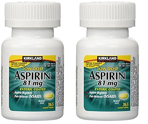 Product Cover Kirkland Signature LOW Dose Aspirin 81mg Pain Reliever Aspirin Regimen Safety Coated Enteric - 2 Packs of 365 Coated Tablets (730 Tablets Total)