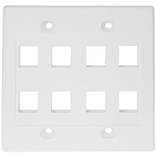 Product Cover RiteAV - Keystone Wall Plate Double Gang 8-Port White (1 Piece Flush)