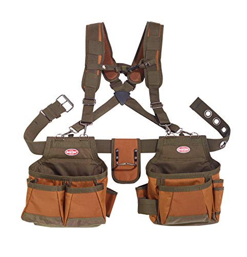 Product Cover Bucket Boss Airlift 2 Bag Tool Belt with Suspenders in Brown, 50100