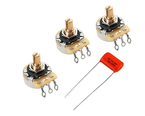 Product Cover CTS & Cornell Dubilier Lot of 3 (3X) CTS 450G Series 250K Vintage-Style Short Split Shaft Audio Taper Potentiometers w/ Orange Drop .047uF/400v cap