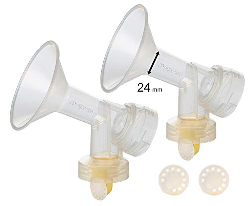 Product Cover 2X One-Piece Breastshields, Valves, Membranes to Replace Medela Pump Parts, Incl. Pump in Style, Lactina, Symphony, Swing; 24 mm Standard breastshields; Made by Maymom