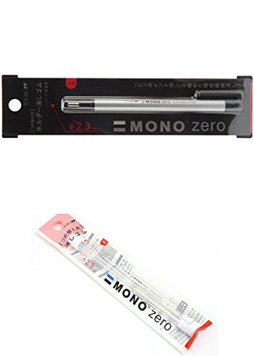 Product Cover Tombow MONO Zero Eraser, Round Tip, Retractable, Silver Barrel (Eraser with an extra refill (57305 and 57307))
