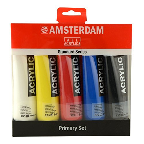 Product Cover Royal Talens Amsterdam Standard Series Acrylic Color, 120ml Tubes, Set of 5 Primary Colors (17790905) Multicolor