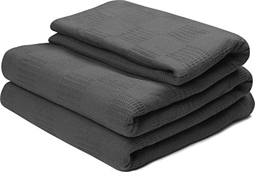 Product Cover Cotton Throw Blankets (Queen/Full, Smoke Grey) Breathable Thermal Bed/Sofa Blanket Couch Quit by Utopia Bedding by Utopia Bedding
