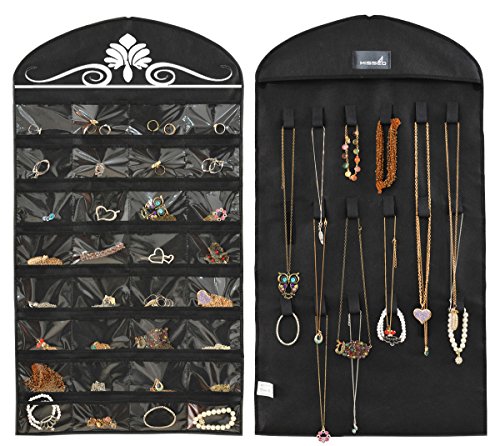 Product Cover Misslo Jewelry Hanging Non-Woven Organizer Holder 32 Pockets 18 Hook and Loops - Black
