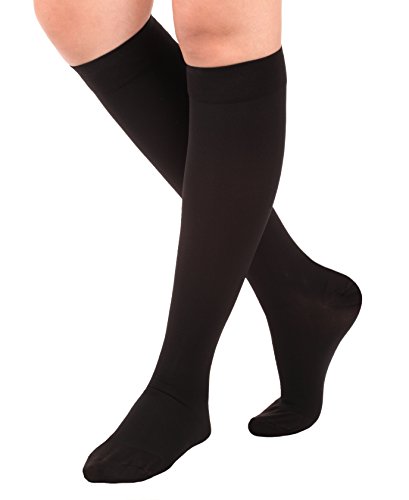 Product Cover Made in USA Opaque Compression Socks Knee-Hi Closed Toe 20-30mmHg Black Small
