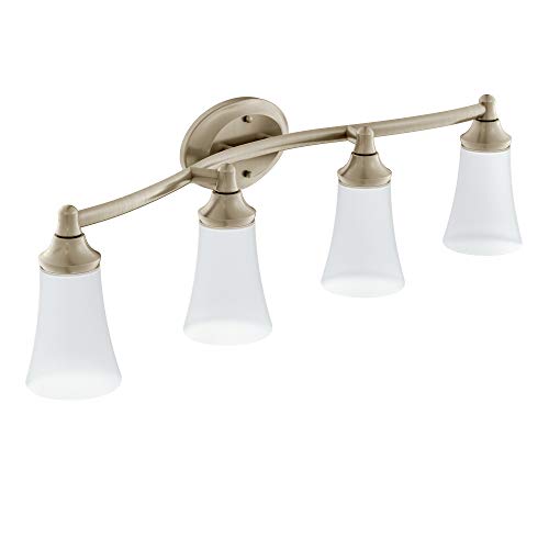 Product Cover Moen YB2864BN Eva 4-Light Dual-Mount Bath Bathroom Vanity Fixture with Frosted Glass, Brushed Nickel