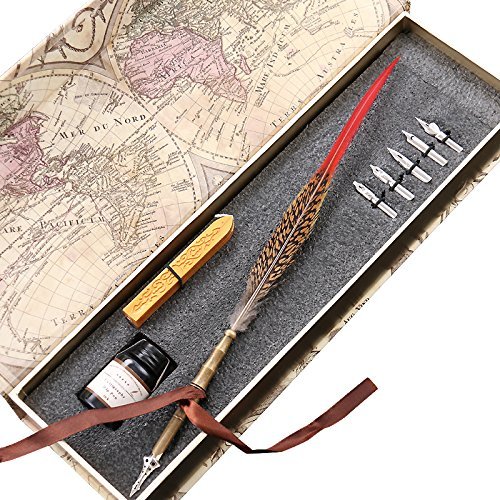Product Cover Retro Feather Copper Pen Stem Metal Nibbed Pen Writing Quill LL-13
