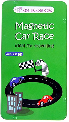 Product Cover The Purple Cow Magnetic Travel Car Race Game - Car Games, Airplane Games & Quiet Games. Game Box for Kids & Adults. Fun Car Game Where You Get to Race Each Other Around A Track