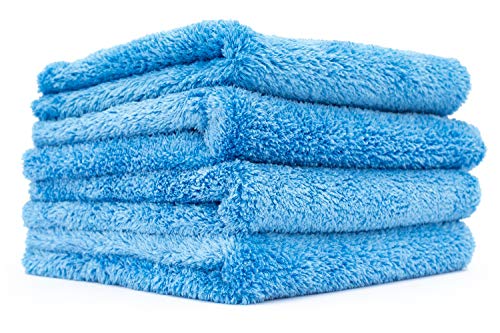 Product Cover The Rag Company (4-Pack 16 in. x 16 in. Eagle EDGELESS 500 Professional Korean 70/30 Super Plush 500gsm Microfiber Detailing Towels (16x16, Blue)