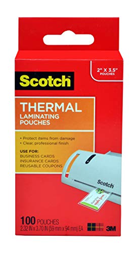 Product Cover Scotch Thermal Laminating Pouches, 2.32 x 3.70-Inches, Business Card Size, 100-Pack (TP5851-100)