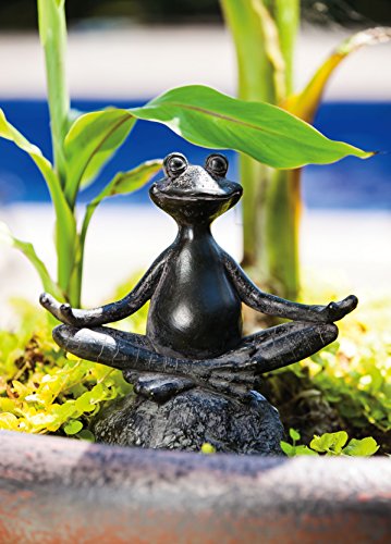 Product Cover Evergreen Garden New Creative Sitting Yoga Frog Polystone Outdoor Statue - 6.75