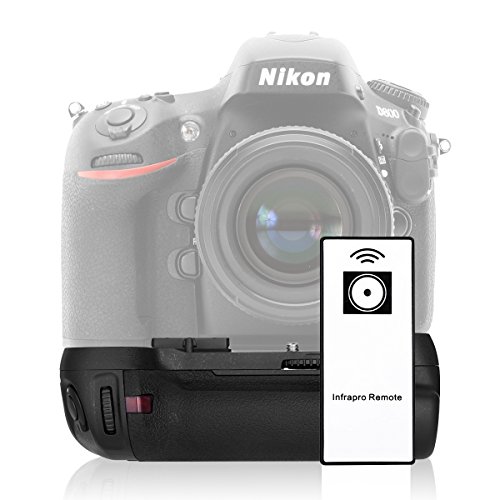 Product Cover Powerextra MB-D12 Vertical Battery Grip + AA-size Battery Holder Infrared Remote Control Replacement for Nikon D800/D800E/D810 DSLR Cameras Works with 1 pc EN-EL15 Battery Or 8 AA-size Batteries