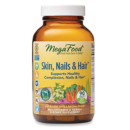Product Cover MegaFood, Skin, Nails & Hair, Supports Healthy Complexion, Nails & Hair, Multivitamin & Herbal Dietary Supplement, Gluten Free, Vegan, 90 Tablets (30 Servings) (FFP)