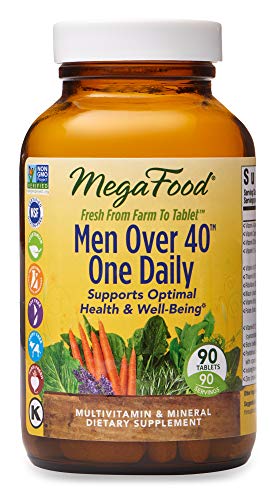 Product Cover MegaFood, Men Over 40 One Daily, Daily Multivitamin and Mineral Dietary Supplement with Vitamins B, D and Zinc, Non-GMO, Vegetarian, 90 Tablets (90 Servings) (FFP)