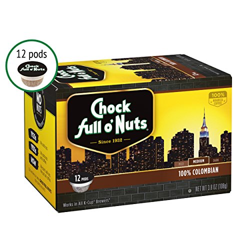 Product Cover Chock full o'Nuts Coffee 100% Colombian Medium Roast, 12 Single Serve Cups, 3.8 Ounce