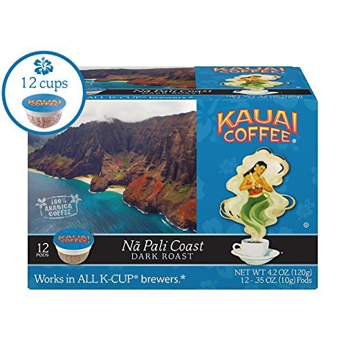 Product Cover Kauai Coffee Single-serve Pods, Na Pali Coast Dark Roast - 100% Premium Arabica Coffee from Hawaii's Largest Coffee Grower, Keurig-Compatible Cups - 12 Count