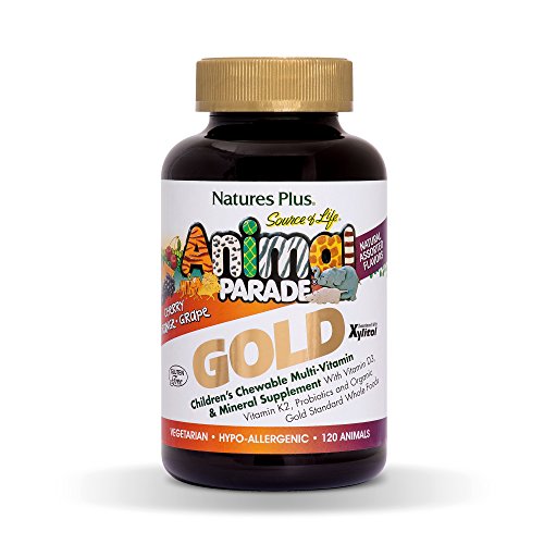 Product Cover NaturesPlus Animal Parade Source of Life Gold Children's Multivitamin - Assorted Cherry, Orange & Grape Flavors - 120 Chewable Animal Shaped Tablets - Vegetarian, Gluten-Free - 60 Servings