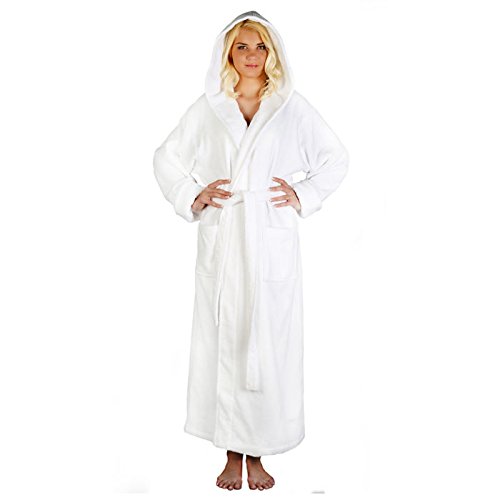 Product Cover Arus Women's Ankle Length Hooded Zero Twist Soft Turkish Cotton Bathrobe X-Large White