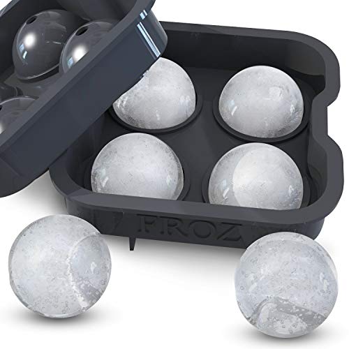 Product Cover Housewares Solutions Froz Ice Ball Maker - Novelty Food-Grade Silicone Ice Mold Tray with 4 X 4.5cm Ball Capacity