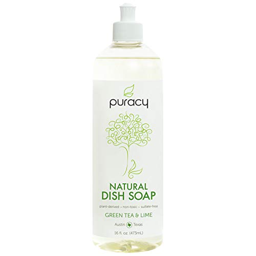Product Cover Puracy Natural Dish Soap, Green Tea & Lime, Sulfate-Free Liquid Dishwashing Detergent, 16 Ounce