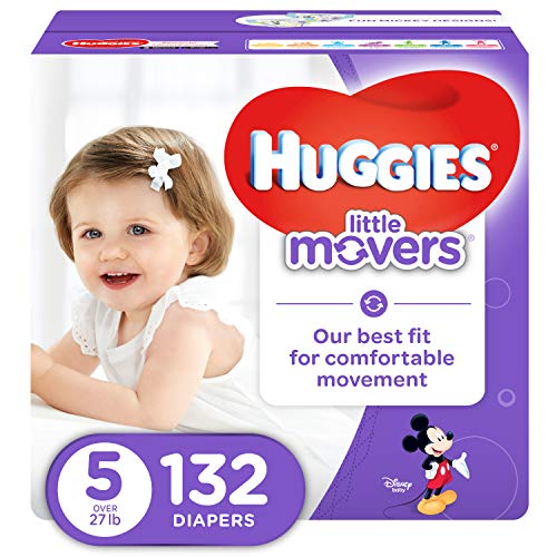 Product Cover HUGGIES LITTLE MOVERS Active Baby Diapers, Size 5 (fits 27+ lb.), 132 Ct, ECONOMY PLUS (Packaging May Vary)