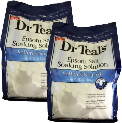 Product Cover Dr. Teal s Epsom Salt Soaking Solution, Soften & Nourish with Milk and Honey, 48oz
