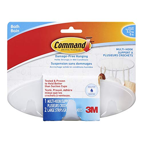 Product Cover Command Multi-Hook with Water-Resistant Strips, Frosted, 1 Multi-Hook 2 Large Strips