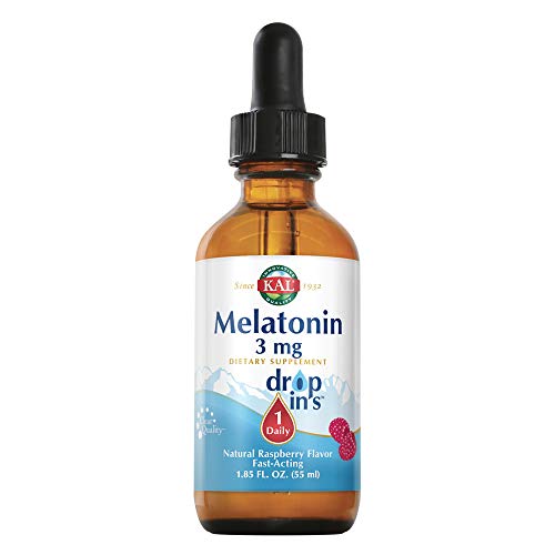Product Cover KAL Melatonin DropIns 3mg | Natural Raspberry Flavored Drops | Fast-Acting Formula for Adults | 1.85 Fl. Oz. | Approx. 55 Servings