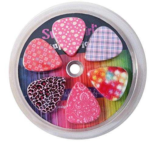 Product Cover Guitar Picks for Girls - Medium Celluloid Assorted Variety 12-Pack Collection - Pretty Unique Designs Cool Pink Leopard - Best Gifts for Princess, Kids, Teens, Women, Ladies, Female Guitar Players
