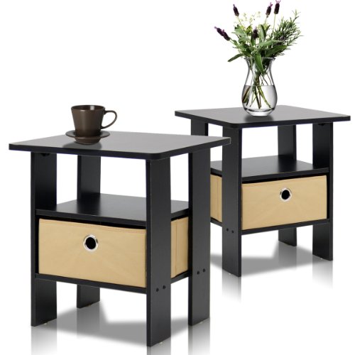 Product Cover Furinno 2-11157EX End Table Bedroom Night Stand, Petite, Espresso, Set of 2