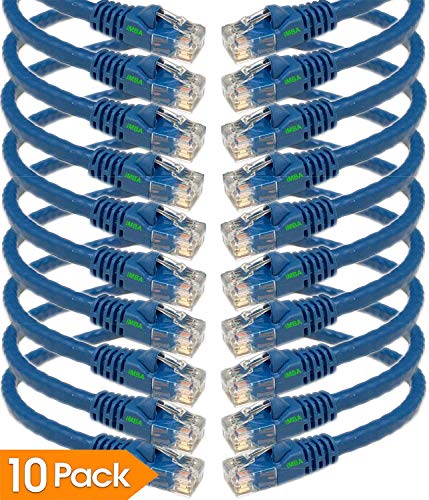 Product Cover iMBAPrice 1' Cat5e Network Ethernet Patch Cable, 10 Pack, Blue (IMBA-CAT5-01BL-10PK)