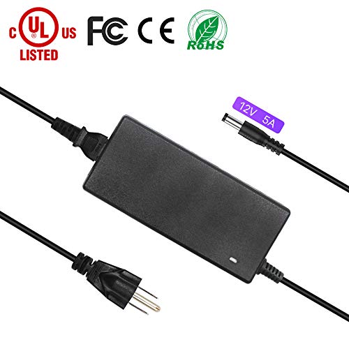 Product Cover HitLights 60 Watt LED Power Adapter, Lighting Transformers, Power Supply for LED Strip - 5 Amps, 110V AC - 12V DC Transformer/Driver, UL-Listed