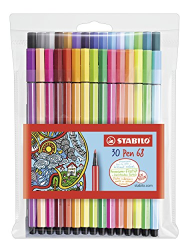 Product Cover Stabilo Pen 68 Coloring Felt-tip Marker Pen, 1 mm - 30-Color Wallet Set