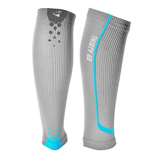 Product Cover Graduated Compression Sleeves Thirty48 Cp Series, Prevents Calf and Shin Splints ; Relieves Lower Leg Pain and Cramps ; Maximize Faster Recovery by Increasing Oxygen to Muscles ; Gray/Blue Small