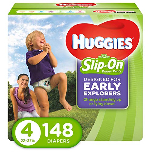 Product Cover HUGGIES LITTLE MOVERS Slip-On Baby Diapers, Size 4, 148ct