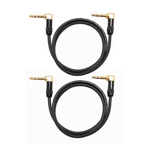 Product Cover Audio2000 s C25001 1 Ft 1 4 TRS Right Angle to 1 4 TRS Right Angle Cable 3 Feet 2 Pack