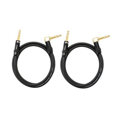 Product Cover Audio2000's C26003P2 3 Ft 1/4 Inch TRS Right Angle to TRS Patch Cable (2 Pack)