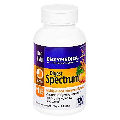 Product Cover Enzymedica, Digest Spectrum, Dietary Supplement to Support Digestive Relief from Food Intolerances, Vegan, Gluten Free, Non-GMO, 120 Capsules (60 Servings) (FFP)