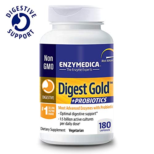 Product Cover Enzymedica, Digest Gold + PROBIOTICS, Digestive Aid for Maximum Relief, Vegetarian, Gluten Free, Non-GMO, 180 Capsules (180 Servings) (FFP)