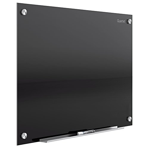 Product Cover Quartet Glass Board, Magnetic Dry Erase Board, 3 x 2 feet, Infinity, Black Surface (G3624B)