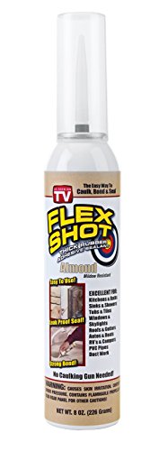 Product Cover Flex Shot Rubber Adhesive Sealant Caulk, 8-oz, Almond (Mildew Resistant)