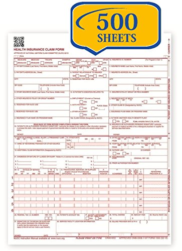 Product Cover New CMS 1500 Claim Forms - HCFA (Version 02/12) (500 Sheets)