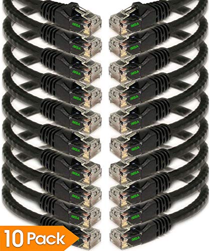 Product Cover iMBAPrice 10' Cat5e Network Ethernet Patch Cable, 10 Pack, Black (IMBA-CAT5-10BK-10PK)